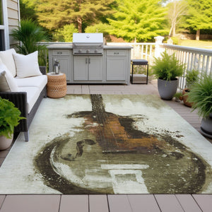HomeRoots 5' Abstract Washable Area Rug in Rich Brown, Copper & Charcoal - Durable for Indoor & Outdoor Use 5' X 8' 631150