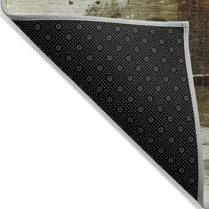 HomeRoots 5' Abstract Washable Area Rug in Rich Brown, Copper & Charcoal - Durable for Indoor & Outdoor Use 8' Round 631151