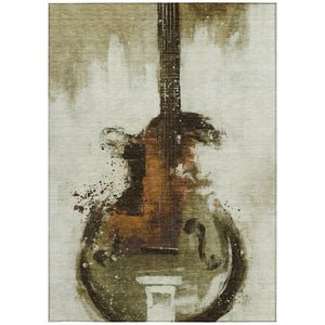 HomeRoots 5' Abstract Washable Area Rug in Rich Brown, Copper & Charcoal - Durable for Indoor & Outdoor Use 8' X 10' 631152