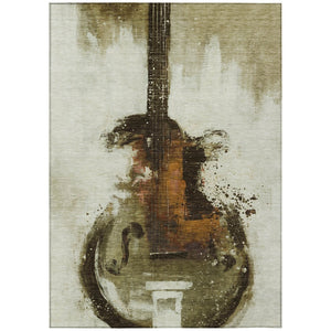 HomeRoots 5' Abstract Washable Area Rug in Rich Brown, Copper & Charcoal - Durable for Indoor & Outdoor Use 8' X 10' 631152