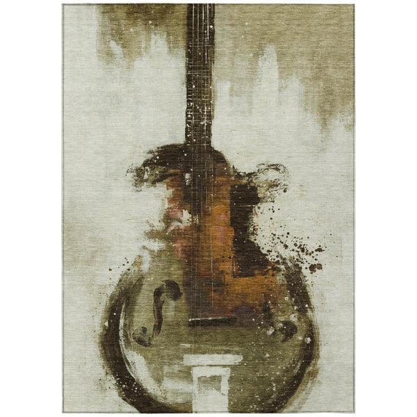 HomeRoots 5' Abstract Washable Area Rug in Rich Brown, Copper & Charcoal - Durable for Indoor & Outdoor Use 9' X 12' 631153