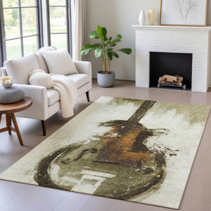 HomeRoots 5' Abstract Washable Area Rug in Rich Brown, Copper & Charcoal - Durable for Indoor & Outdoor Use 9' X 12' 631153