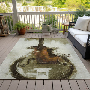 HomeRoots 5' Abstract Washable Area Rug in Rich Brown, Copper & Charcoal - Durable for Indoor & Outdoor Use 10' X 14' 631154