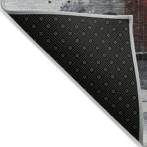 HomeRoots 5' Stylish Gray Charcoal and Red Abstract Area Rug for Indoor Outdoor Durability and Easy Care 8' Round 631157