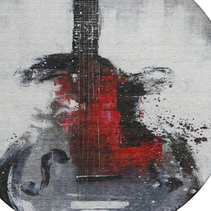 HomeRoots 5' Stylish Gray Charcoal and Red Abstract Area Rug for Indoor Outdoor Durability and Easy Care 8' Round 631157