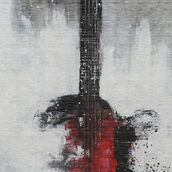 HomeRoots 5' Stylish Gray Charcoal and Red Abstract Area Rug for Indoor Outdoor Durability and Easy Care 8' X 10' 631158