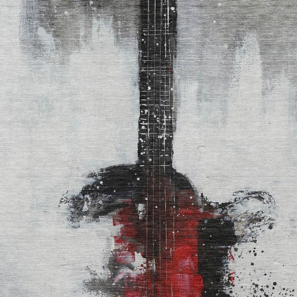 HomeRoots 5' Stylish Gray Charcoal and Red Abstract Area Rug for Indoor Outdoor Durability and Easy Care 9' X 12' 631159
