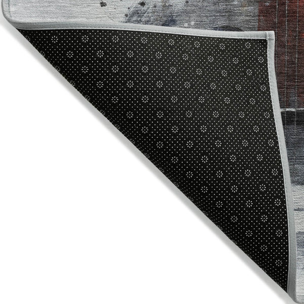 HomeRoots 5' Stylish Gray Charcoal and Red Abstract Area Rug for Indoor Outdoor Durability and Easy Care 10' X 14' 631160