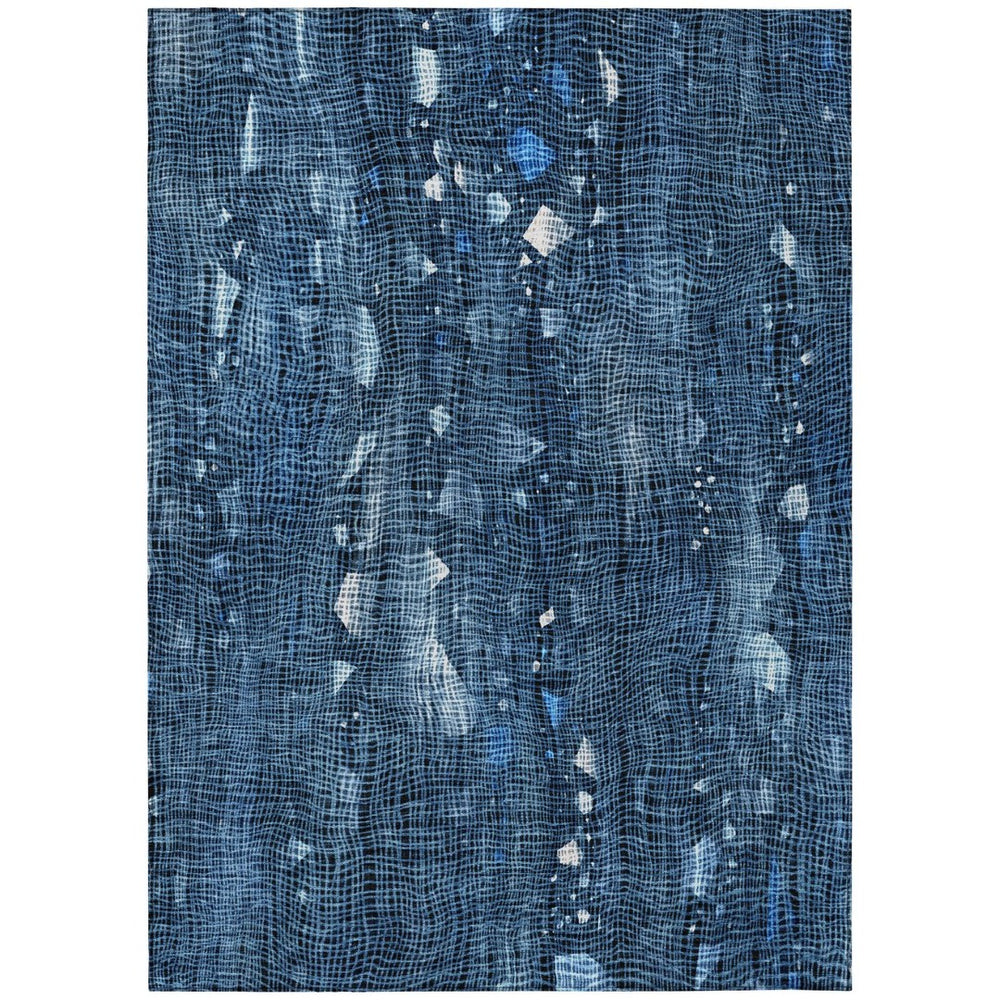 HomeRoots 5' Blue and Ivory Abstract Area Rug – Washable and Durable for Indoor and Outdoor Living Spaces 5' X 8' 631162