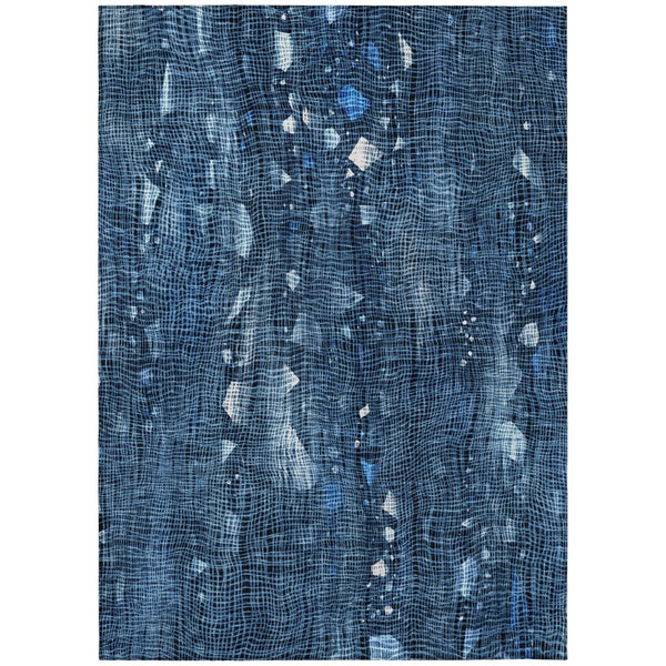 HomeRoots 5' Blue and Ivory Abstract Area Rug – Washable and Durable for Indoor and Outdoor Living Spaces 5' X 8' 631162