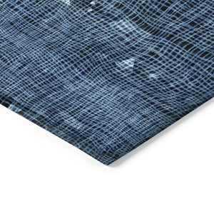 HomeRoots 5' Blue and Ivory Abstract Area Rug – Washable and Durable for Indoor and Outdoor Living Spaces 8' Round 631163