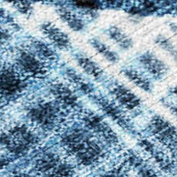 HomeRoots 5' Blue and Ivory Abstract Area Rug – Washable and Durable for Indoor and Outdoor Living Spaces 9' X 12' 631165
