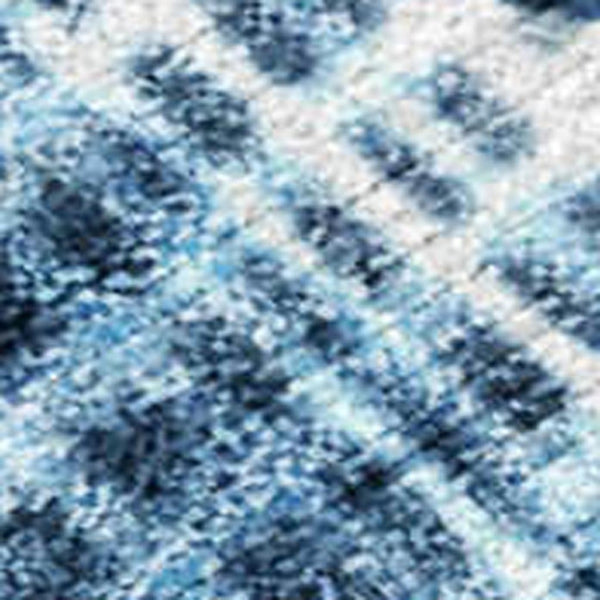 HomeRoots 5' Blue and Ivory Abstract Area Rug – Washable and Durable for Indoor and Outdoor Living Spaces 10' X 14' 631166
