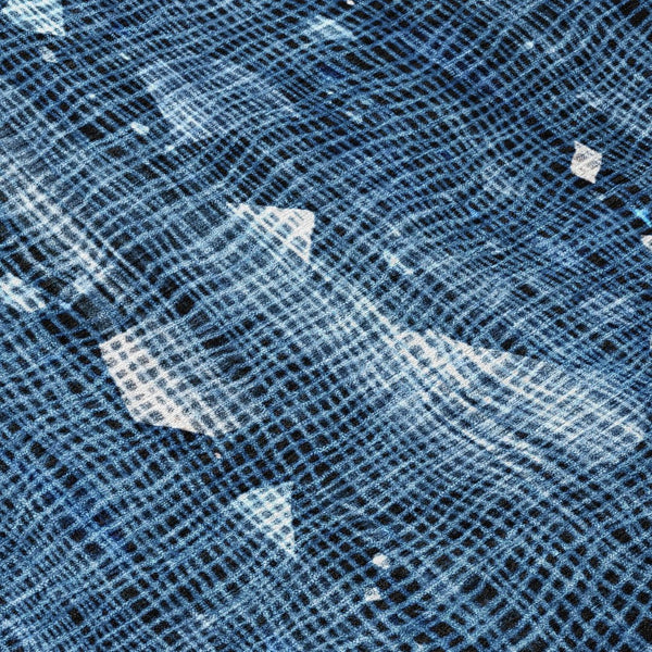 HomeRoots 5' Blue and Ivory Abstract Area Rug – Washable and Durable for Indoor and Outdoor Living Spaces 10' X 14' 631166