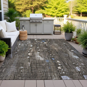 HomeRoots 5' Modern Chocolate and Beige Abstract Washable Area Rug for Indoor and Outdoor Use, Durable Style 5' X 8' 631168