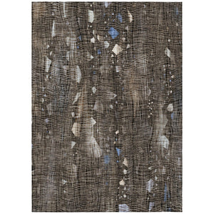 HomeRoots 5' Modern Chocolate and Beige Abstract Washable Area Rug for Indoor and Outdoor Use, Durable Style 5' X 8' 631168