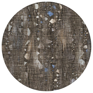 HomeRoots 5' Modern Chocolate and Beige Abstract Washable Area Rug for Indoor and Outdoor Use, Durable Style 8' Round 631169