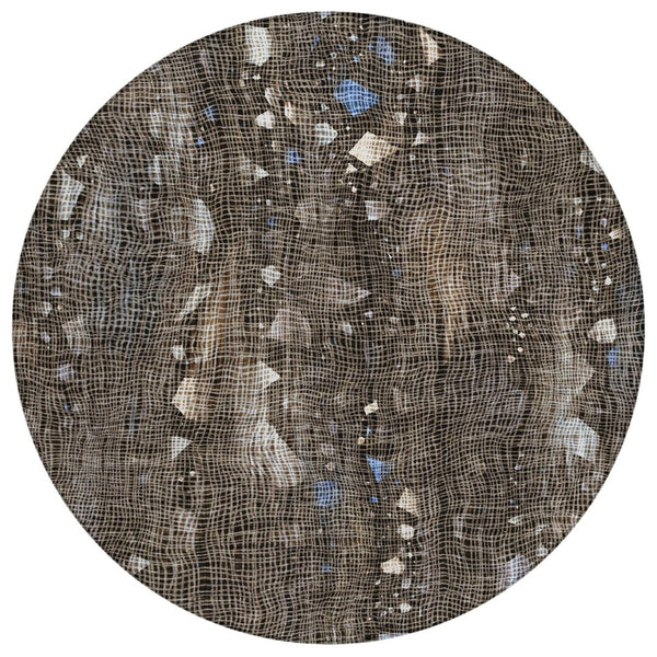HomeRoots 5' Modern Chocolate and Beige Abstract Washable Area Rug for Indoor and Outdoor Use, Durable Style 8' Round 631169