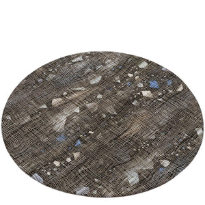 HomeRoots 5' Modern Chocolate and Beige Abstract Washable Area Rug for Indoor and Outdoor Use, Durable Style 8' Round 631169
