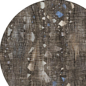 HomeRoots 5' Modern Chocolate and Beige Abstract Washable Area Rug for Indoor and Outdoor Use, Durable Style 8' Round 631169