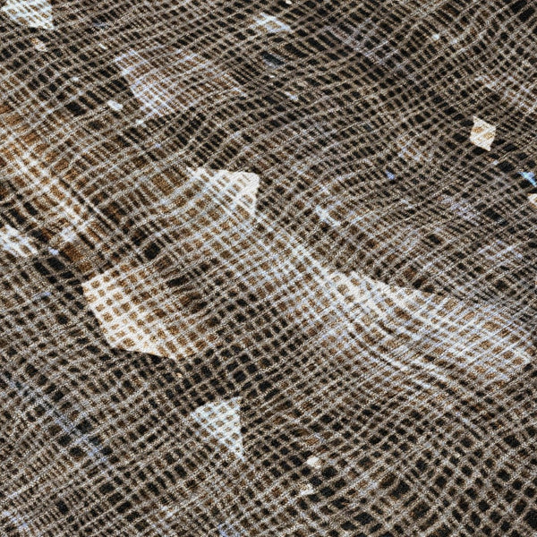 HomeRoots 5' Modern Chocolate and Beige Abstract Washable Area Rug for Indoor and Outdoor Use, Durable Style 8' Round 631169