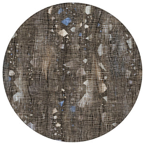 HomeRoots 5' Modern Chocolate and Beige Abstract Washable Area Rug for Indoor and Outdoor Use, Durable Style 8' Round 631169