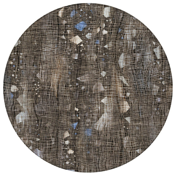 HomeRoots 5' Modern Chocolate and Beige Abstract Washable Area Rug for Indoor and Outdoor Use, Durable Style 8' Round 631169