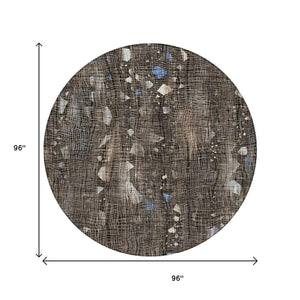 HomeRoots 5' Modern Chocolate and Beige Abstract Washable Area Rug for Indoor and Outdoor Use, Durable Style 8' Round 631169