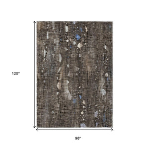 HomeRoots 5' Modern Chocolate and Beige Abstract Washable Area Rug for Indoor and Outdoor Use, Durable Style 8' X 10' 631170