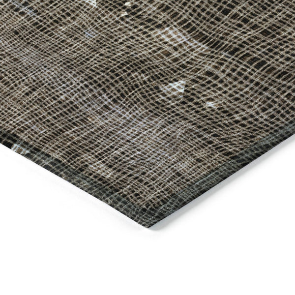 HomeRoots 5' Modern Chocolate and Beige Abstract Washable Area Rug for Indoor and Outdoor Use, Durable Style 8' X 10' 631170
