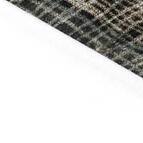 HomeRoots 5' Modern Chocolate and Beige Abstract Washable Area Rug for Indoor and Outdoor Use, Durable Style 9' X 12' 631171