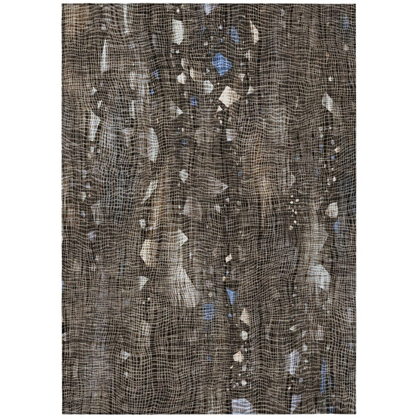 HomeRoots 5' Modern Chocolate and Beige Abstract Washable Area Rug for Indoor and Outdoor Use, Durable Style 10' X 14' 631172