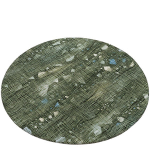 HomeRoots 5' Modern Fern Green and Beige Abstract Washable Area Rug for Indoor and Outdoor Spaces 8' Round 631175