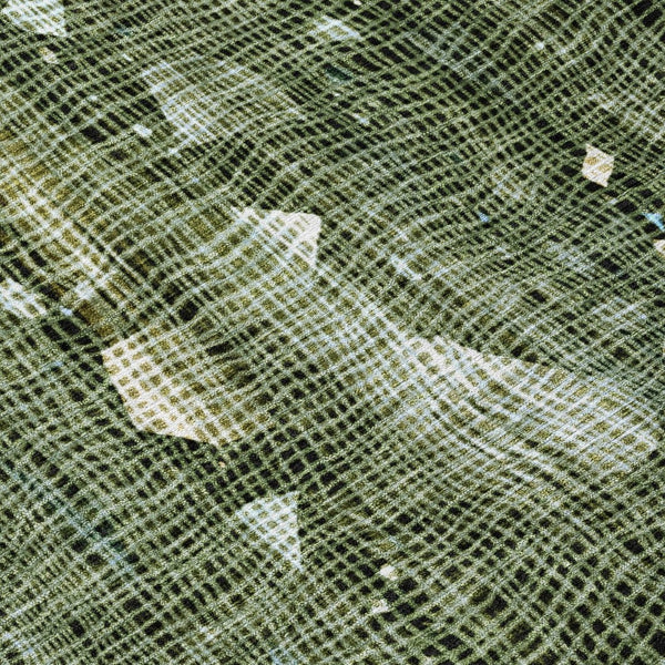HomeRoots 5' Modern Fern Green and Beige Abstract Washable Area Rug for Indoor and Outdoor Spaces 8' Round 631175