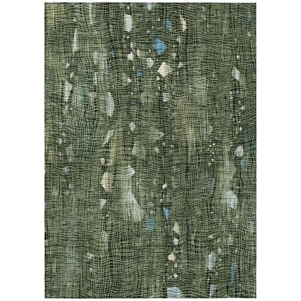 HomeRoots 5' Modern Fern Green and Beige Abstract Washable Area Rug for Indoor and Outdoor Spaces 8' X 10' 631176
