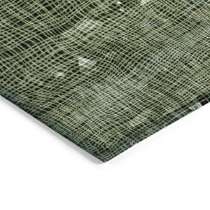 HomeRoots 5' Modern Fern Green and Beige Abstract Washable Area Rug for Indoor and Outdoor Spaces 9' X 12' 631177