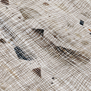 HomeRoots 5' Linen and Gold Abstract Area Rug - Modern, Washable, Stain-Resistant, Perfect for Indoor and Outdoor Spaces 8' X 10' 631182