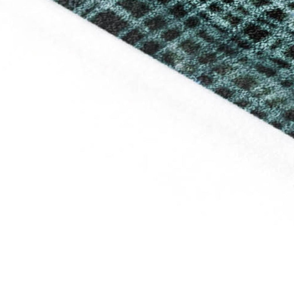 HomeRoots 5' Teal Blue and Ivory Abstract Washable Area Rug for Stylish Indoor and Outdoor Spaces 8' Round 631187