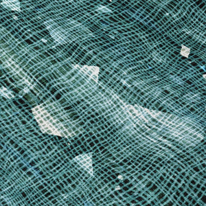 HomeRoots 5' Teal Blue and Ivory Abstract Washable Area Rug for Stylish Indoor and Outdoor Spaces 8' Round 631187