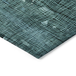 HomeRoots 5' Teal Blue and Ivory Abstract Washable Area Rug for Stylish Indoor and Outdoor Spaces 8' X 10' 631188
