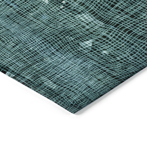 HomeRoots 5' Teal Blue and Ivory Abstract Washable Area Rug for Stylish Indoor and Outdoor Spaces 9' X 12' 631189