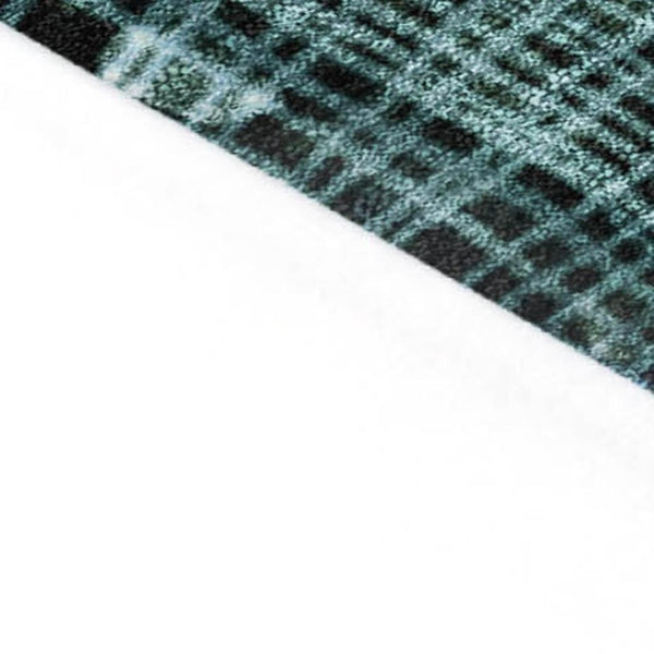 HomeRoots 5' Teal Blue and Ivory Abstract Washable Area Rug for Stylish Indoor and Outdoor Spaces 10' X 14' 631190