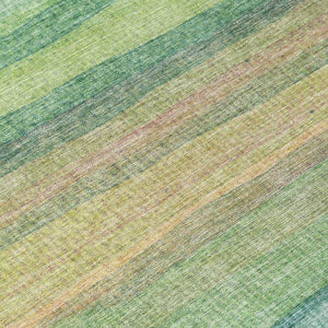 HomeRoots 5' Vibrant Artichoke Green, Peach & Teal Striped Washable Area Rug for Indoor/Outdoor Comfort 5' X 8' 631192