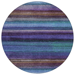 HomeRoots 5' Striped Washable Area Rug in Blue, Purple & Taupe - Durable Indoor/Outdoor Comfort & Style 8' Round 631205