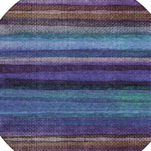 HomeRoots 5' Striped Washable Area Rug in Blue, Purple & Taupe - Durable Indoor/Outdoor Comfort & Style 8' Round 631205