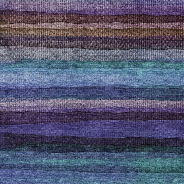 HomeRoots 5' Striped Washable Area Rug in Blue, Purple & Taupe - Durable Indoor/Outdoor Comfort & Style 8' X 10' 631206