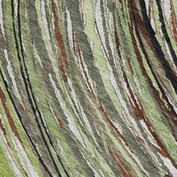 HomeRoots 5' Contemporary Artichoke Green Abstract Indoor Outdoor Area Rug - Durable, Washable, Stylish Comfort 5' X 8' 631228
