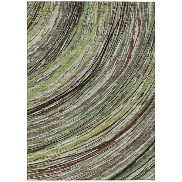 HomeRoots 5' Contemporary Artichoke Green Abstract Indoor Outdoor Area Rug - Durable, Washable, Stylish Comfort 5' X 8' 631228
