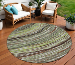 HomeRoots 5' Contemporary Artichoke Green Abstract Indoor Outdoor Area Rug - Durable, Washable, Stylish Comfort 8' Round 631229