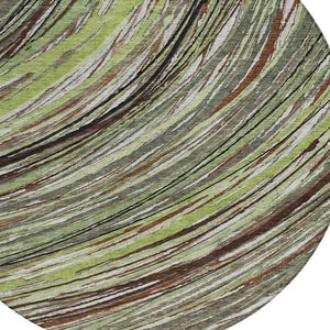 HomeRoots 5' Contemporary Artichoke Green Abstract Indoor Outdoor Area Rug - Durable, Washable, Stylish Comfort 8' Round 631229
